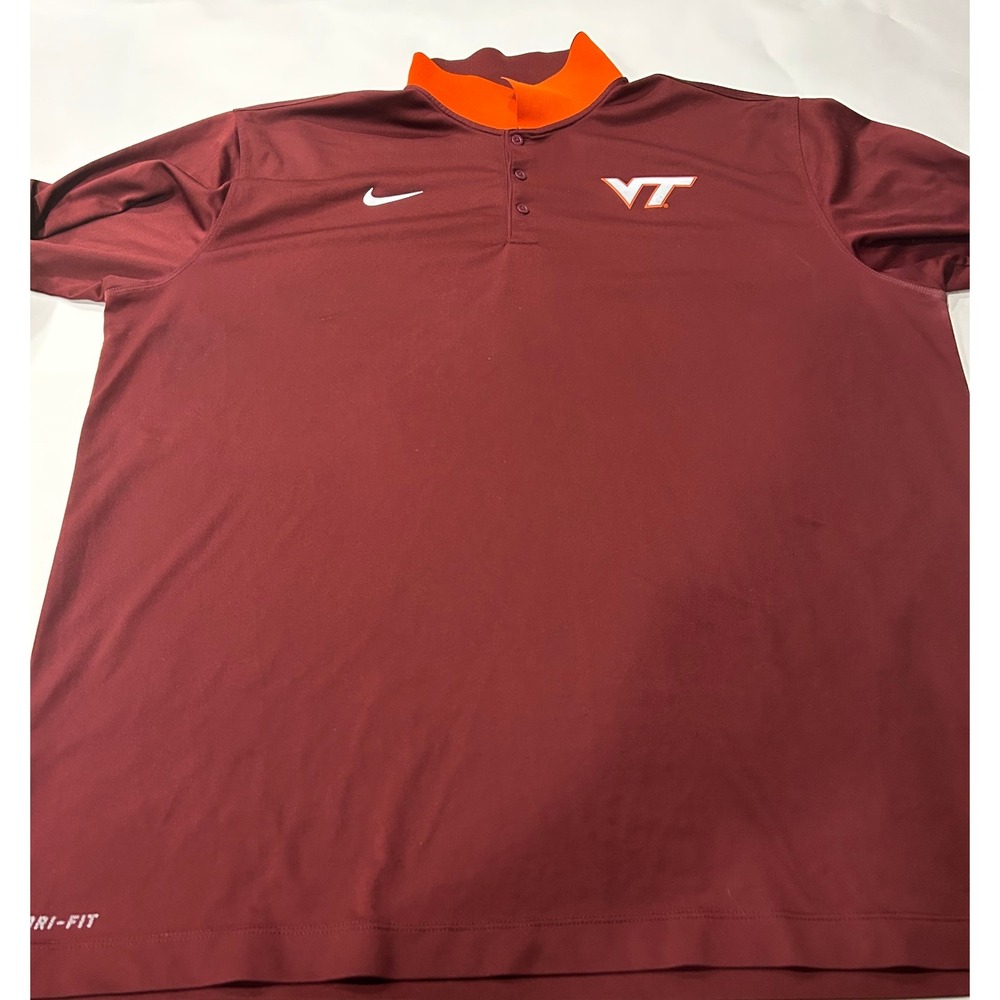 Nike Dri-FIT Mens Virginia Tech Hokies Polo Shirt XXL Golf Activewear Stretch